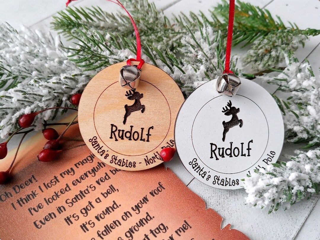 Rudolph's Lost Tag & Letter: Wooden Christmas Ornament, Santa's Stables ...