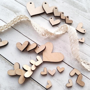 10 Pcs - Laser cut wooden blank hearts Small primitive plain hearts Gift Tag Wooden hearts shape for Craft making Keepsakes present