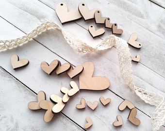 10 Pcs - Laser cut wooden blank hearts Small primitive plain hearts Gift Tag Wooden hearts shape for Craft making Keepsakes present