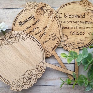 Custom Text Wood Plant Tag. Engraved Flower Pot Marker