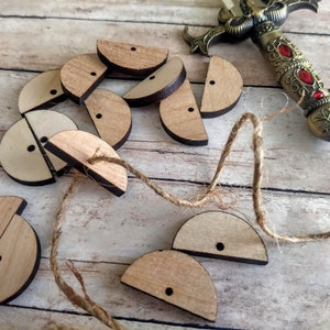 10 Pcs - primitive plain half circles. DIY Unfinished earring blanks. Laser cut wooden blanks. Wooden cutouts shapes for craft making.