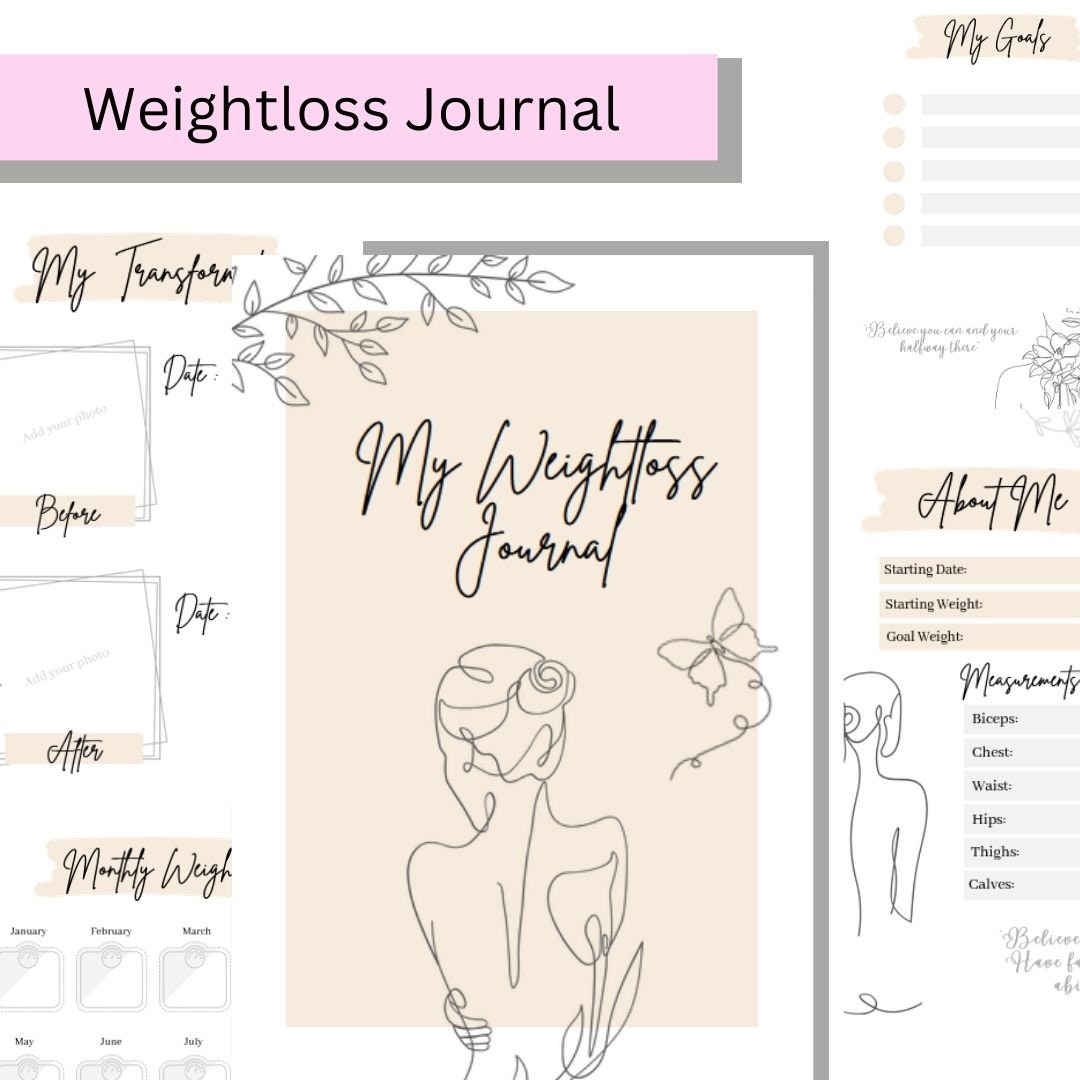2024 Weight Loss Journal Printable Fitness Planner Measurements, Weekly Weigh In, Pounds Lost ...