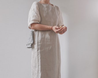 Natural linen pinafore apron | Oeko-tex European linen apron | Japanese cross-back apron | sustainable kitchen wear