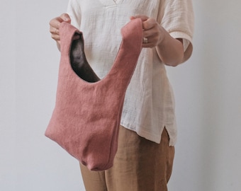 Knot bag japonais en lin | sac en lin réversible pour tous les jours | sac à main en lin