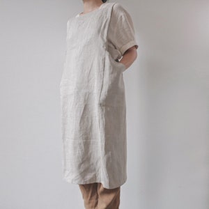 Natural linen pinafore apron Oeko-tex European linen apron Japanese cross-back apron sustainable kitchen wear image 2