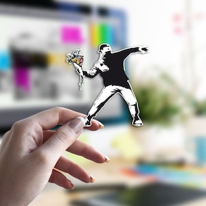 Banksy Flower Thrower Sticker Car Sticker Urban Street Art Sticker Weatherproof UV-resistant