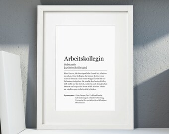Arbeitskollegin Kunstdruck im Rahmen mit Passepartout Fine Art Deko Bild Poster gerahmt Holzrahmen weiss Din A4