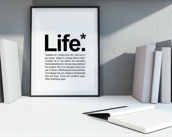 LIFE Definition Kunstdruck Bild Poster Deko Philosophie Din A4 Fine Art Print Design Typo Grafik lustige und witzige Geschenkidee