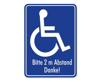 Premium Aufkleber Rollstuhl Hinweis Aufkleber Schild Sticker Auto PKW blau Wetterfest Waschstrassenfest