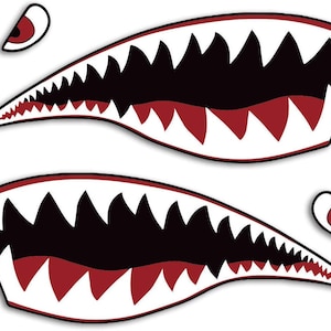 2X Shark Hai Mund Augen Premium Aufkleber Auto Motorrad Sticker Helm Tuning Design Wetterfest