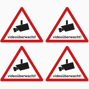 Aufkleber Sticker Set Videoüberwacht Objekt Hinweis 4x Hinweis Schild Wetterfest UV-Beständig