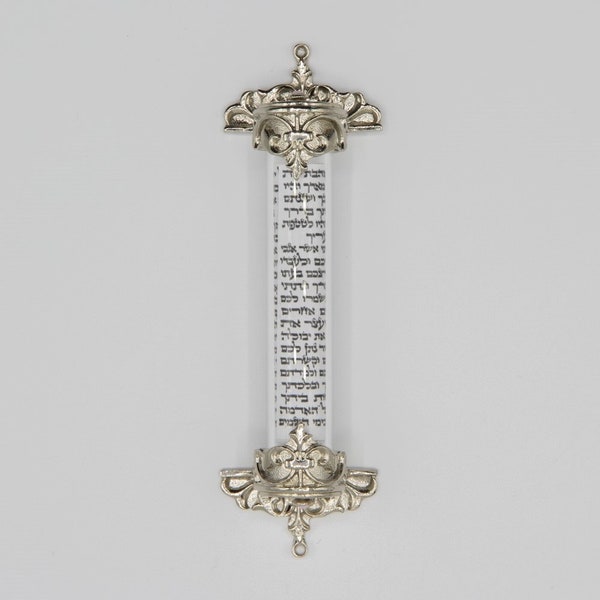 Glass and metal mezuzah