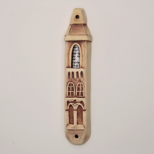 Small Mezuzah White Ceramic Mezuzah Case Modern Mezuzah Etsy
