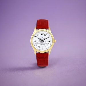 Men&#39;s Red Altneu Hebrew Backwards Watch – Jewish Watch – Montre Hébreu – Orologio Ebraico