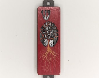 Wooden Mezuzah Tree of Life
