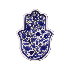 アルメニア陶器ハムサ - 花のモチーフ / イスラエルからの守護のお守り
