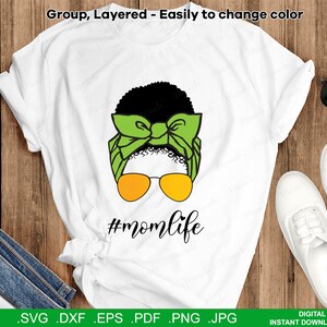 Afro Mom Life svg | Messy Bun Mom svg | Afro Puff hair svg | Mom life svg | Mother&#39;s Day svg