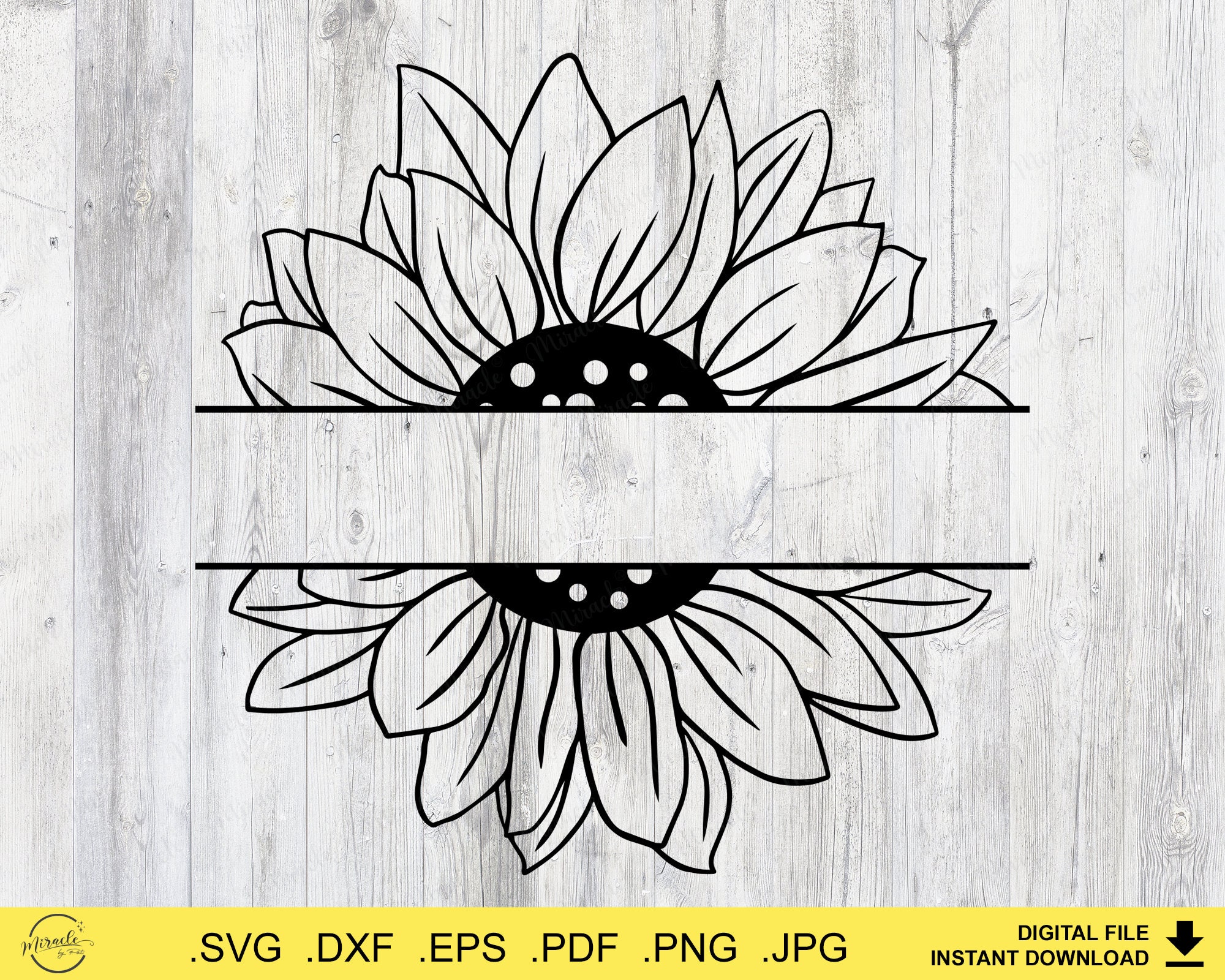 Sunflower Svg Bundle Sunflower Split Name Frame Svg Floral Clipart | My ...