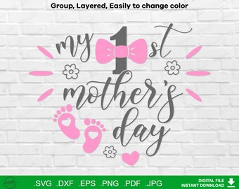 Ma première fête des mères svg | Ma 1ère fête des mères | Joyeuse fête des mères svg | Maman et moi couper fichier