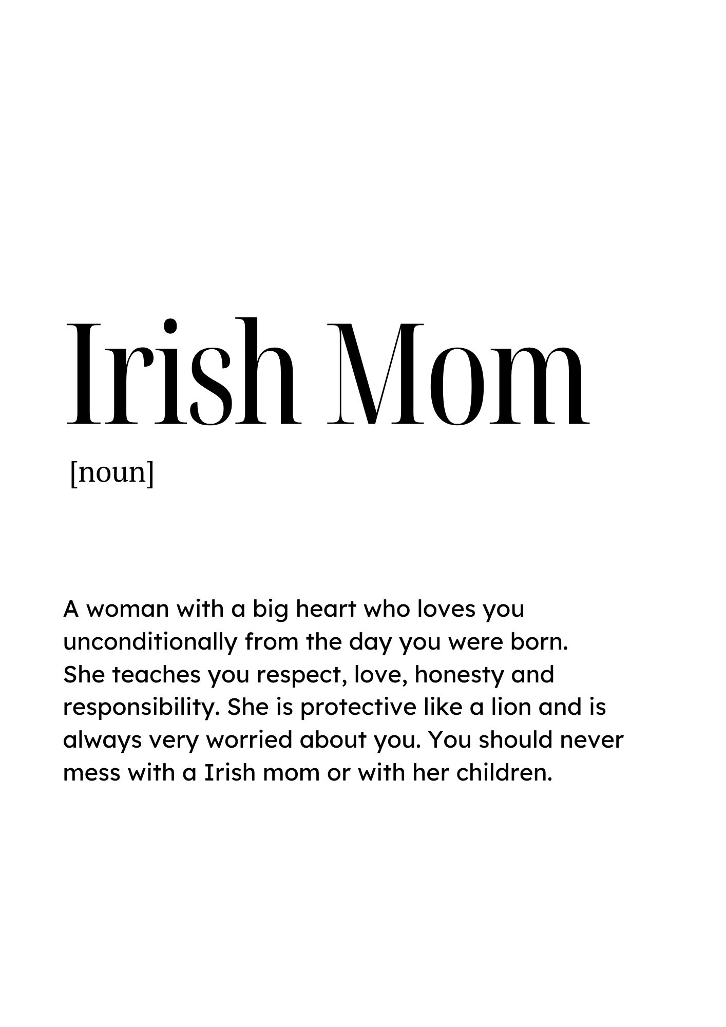 Irish Mom Definition Irish Mom Quote Irish Mama Irish Etsy