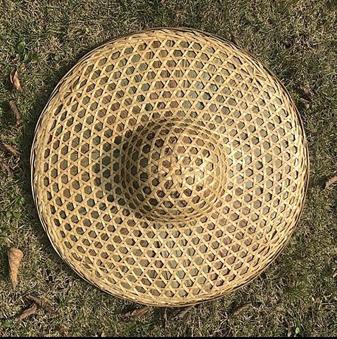 Bamboo hat Round hat Handmade straw hat Antique hat Etsy