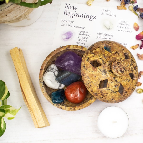 New Beginnings Crystal Set | Fresh Start | Life Journey | New Adventures | Seasons of Change | Rebirth & Rejuvenation Stones | Guidance Gems