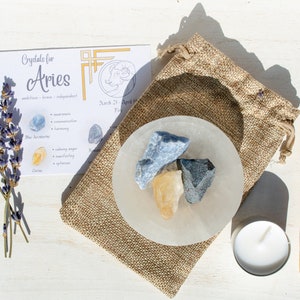Aries crystal gift set, consciously sourced healing stones, March, April birthday birthstone, air sign Zodiac birthday gift, friend gift