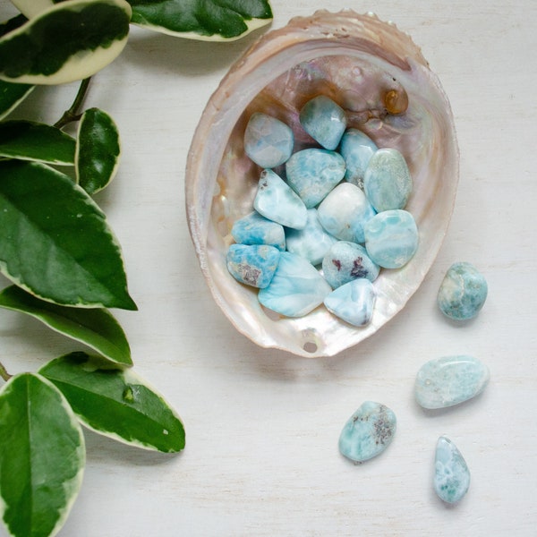 tumbled larimar, consciously sourced | Dominican Republic, polished genuine larimar stone, Atlantis stone, dolphin stone, Stefilia’s stone