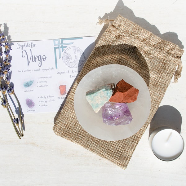 Virgo crystal kit, consciously sourced healing stones, August birthday, September birthstone, Earth sign, Zodiac gift for friend, self care