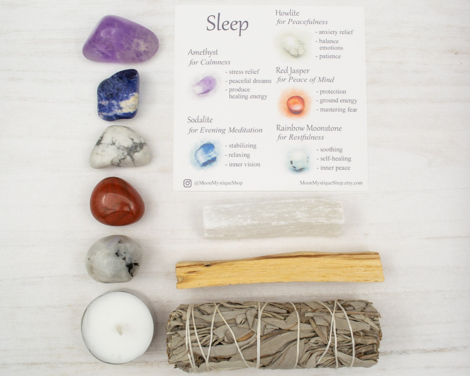 Restful & Tranquil Sleep Healing Crystal Set Soothing Stones Etsy