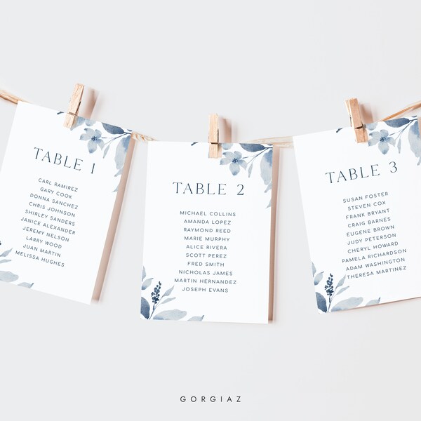 Seating Chart Cards Printable - Etsy