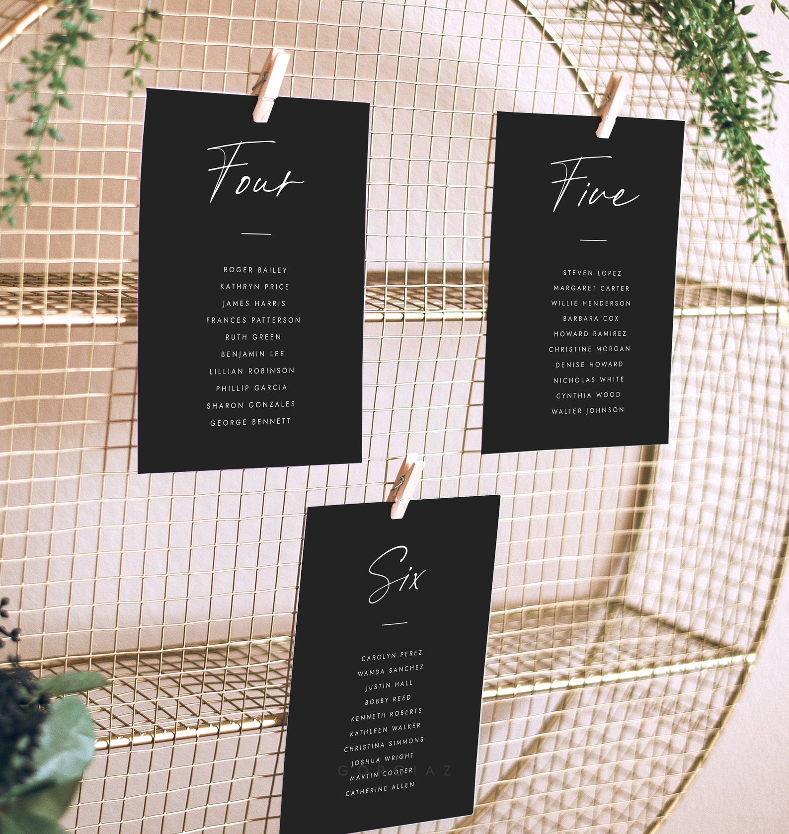 Wedding Seating Chart Cards Templates, Modern Minimalist Wedding