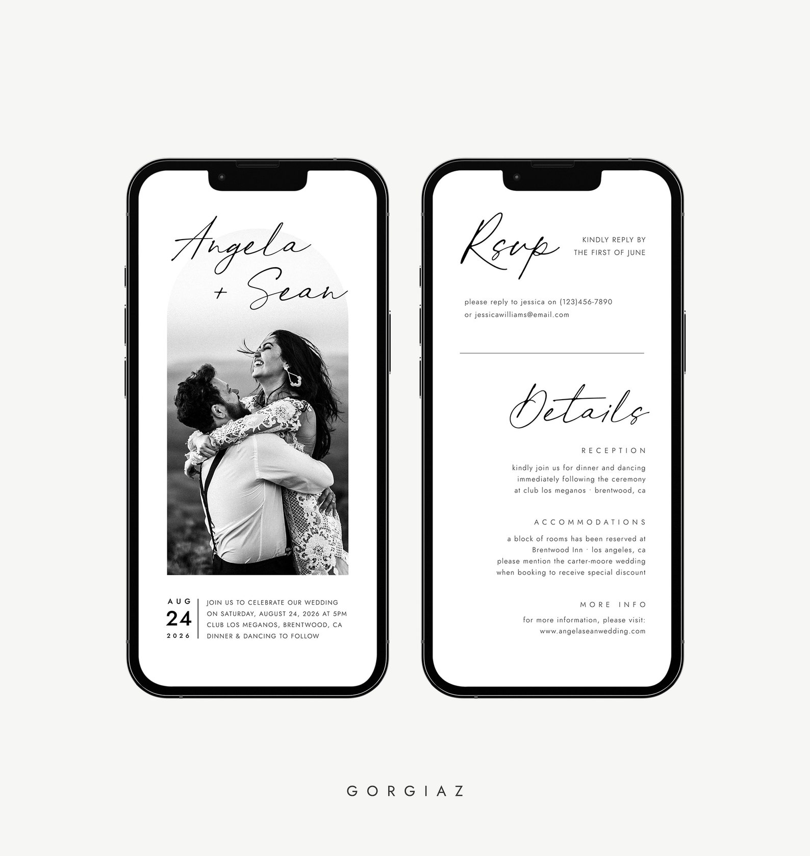 Electronic Wedding Invitation Templates Modern Minimalist Etsy