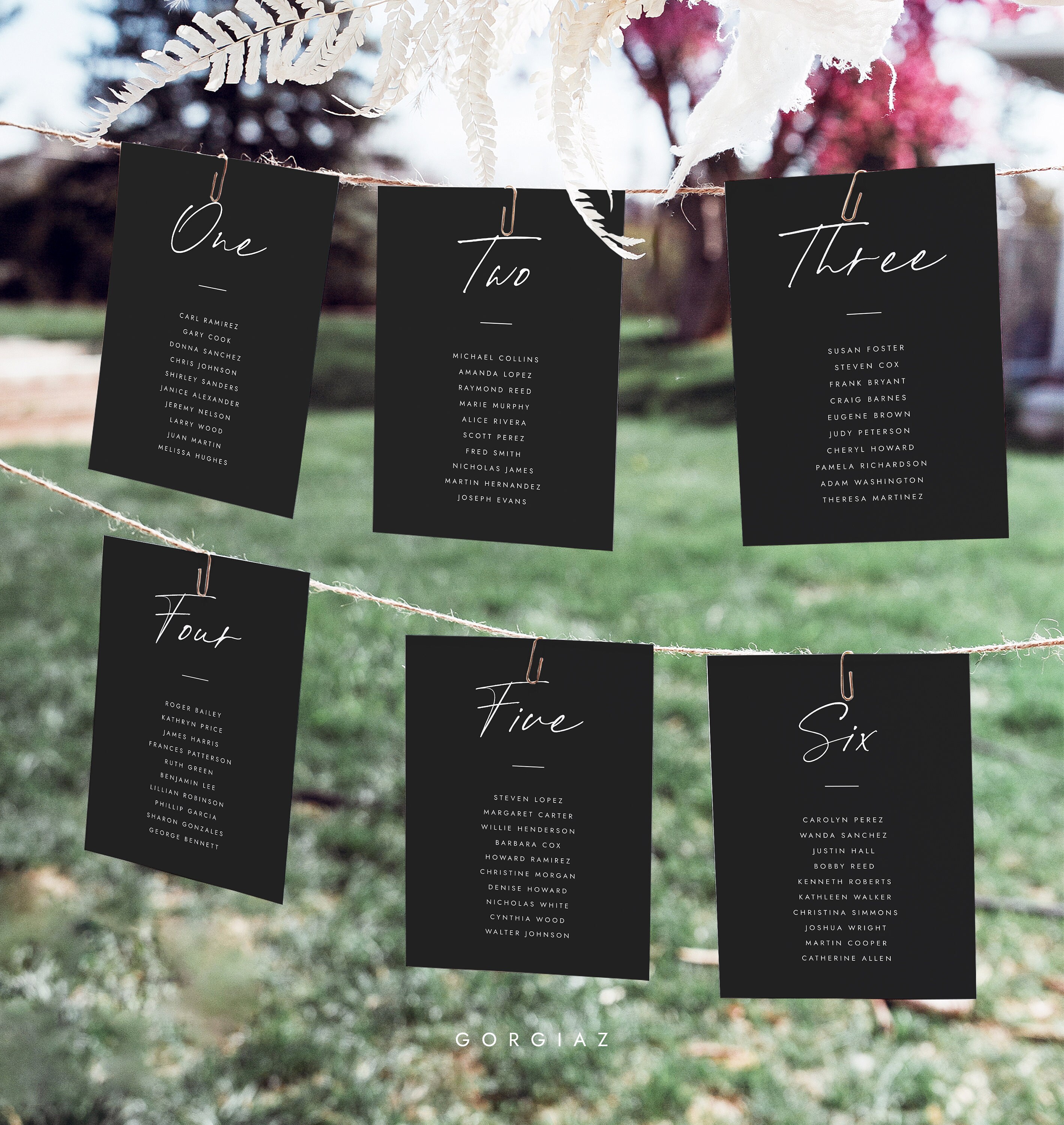 Wedding Seating Chart Cards Templates, Modern Minimalist Wedding ...