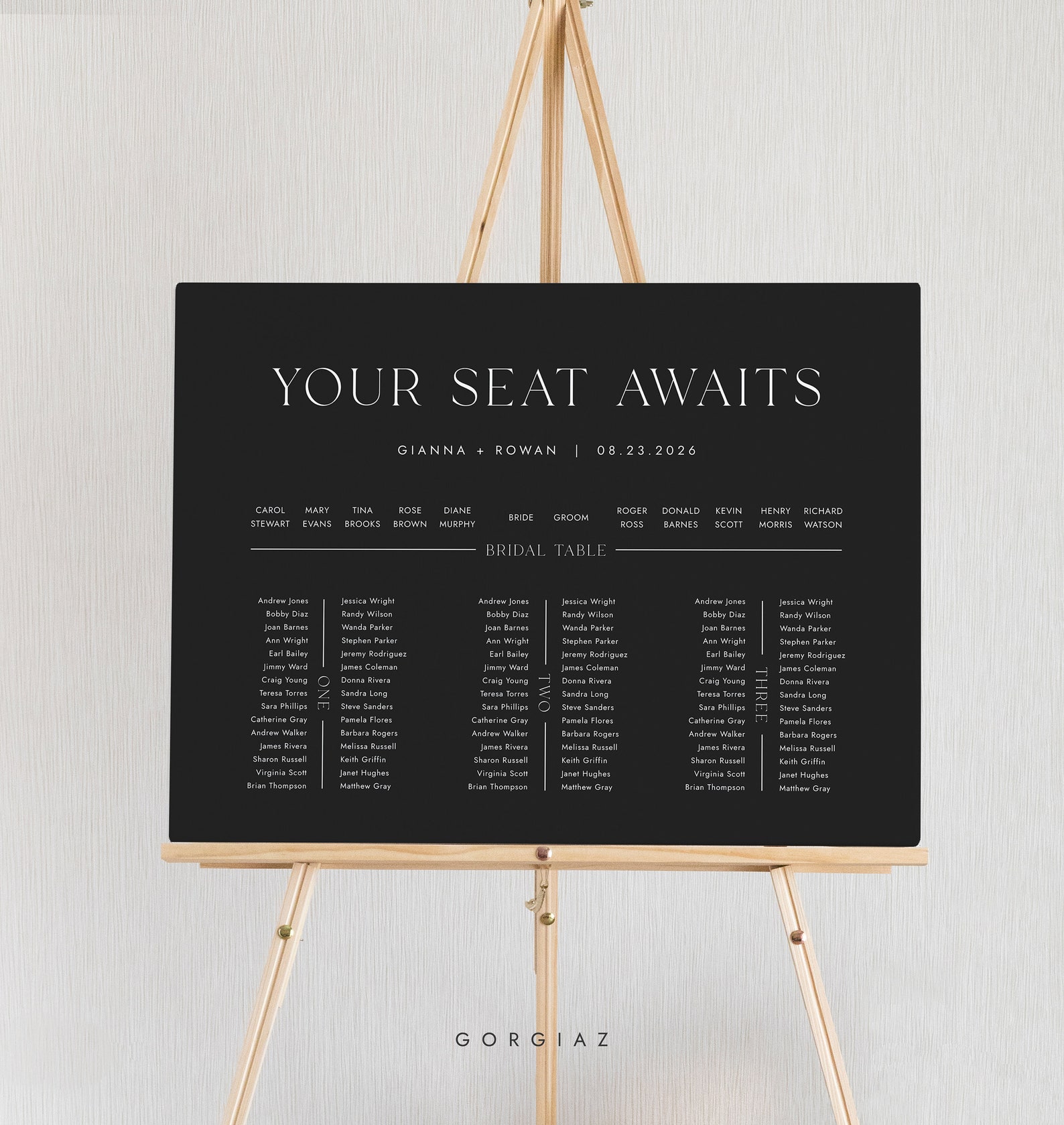 Minimalist Banquet Seating Chart Template, Modern Black Long Table ...