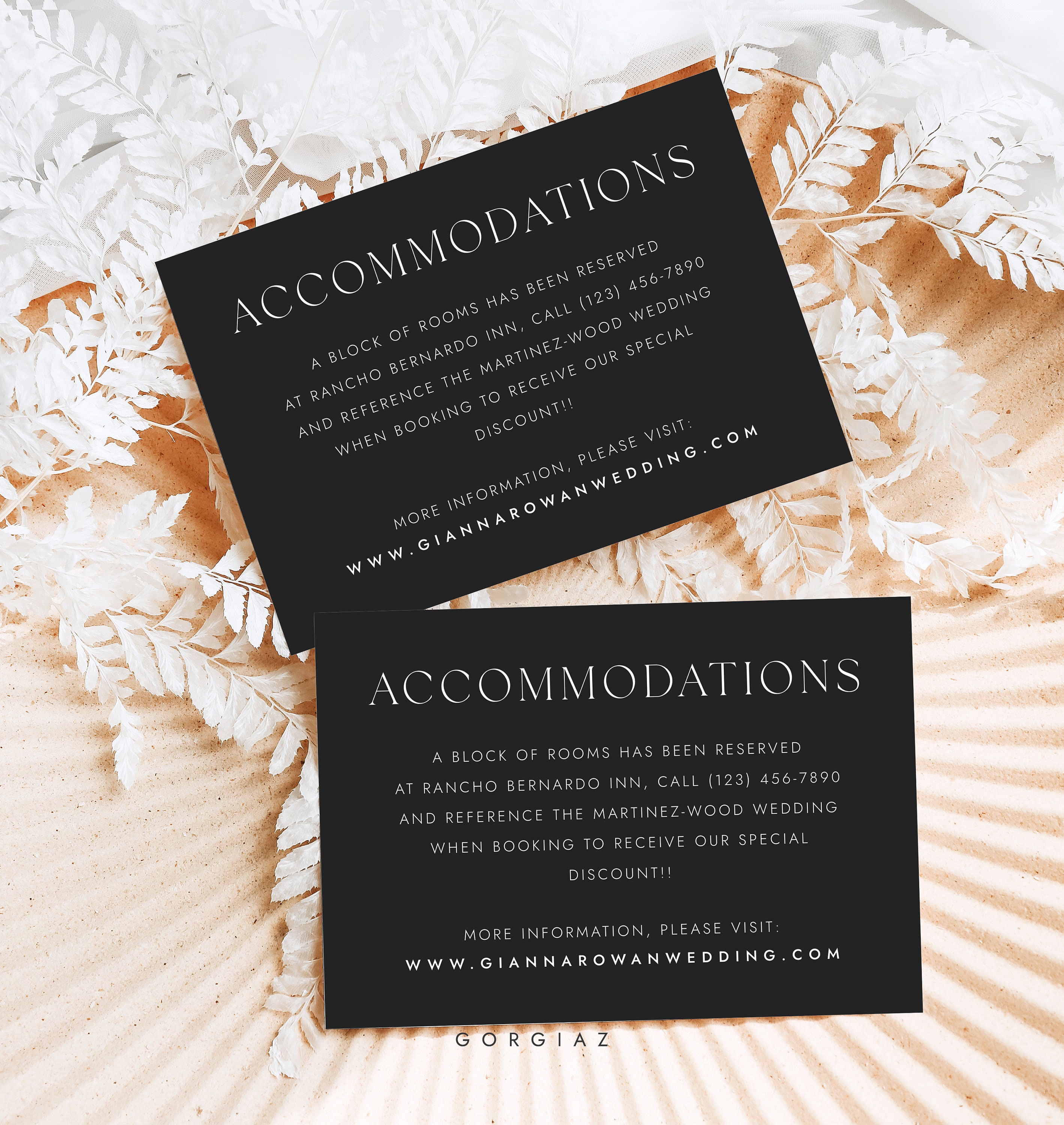 Wedding Accommodation Card Template, Modern Minimalist Wedding Hotel ...