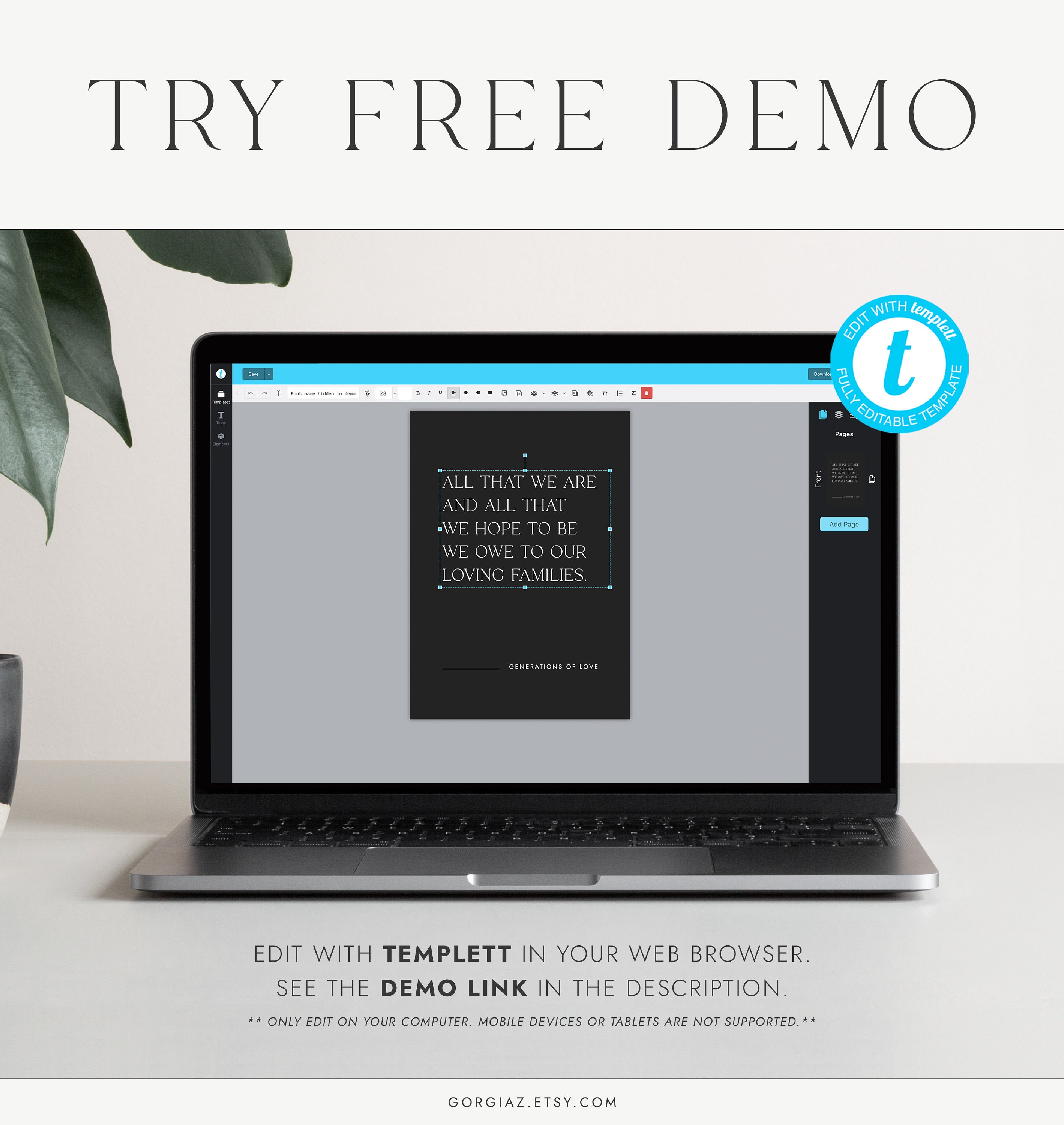 Minimalist Generations of Love Sign Template Modern - Etsy