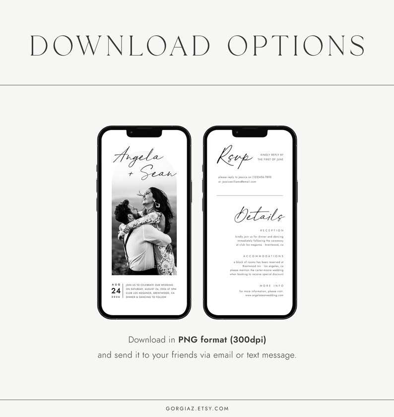 Electronic Wedding Invitation Templates Modern Minimalist Etsy