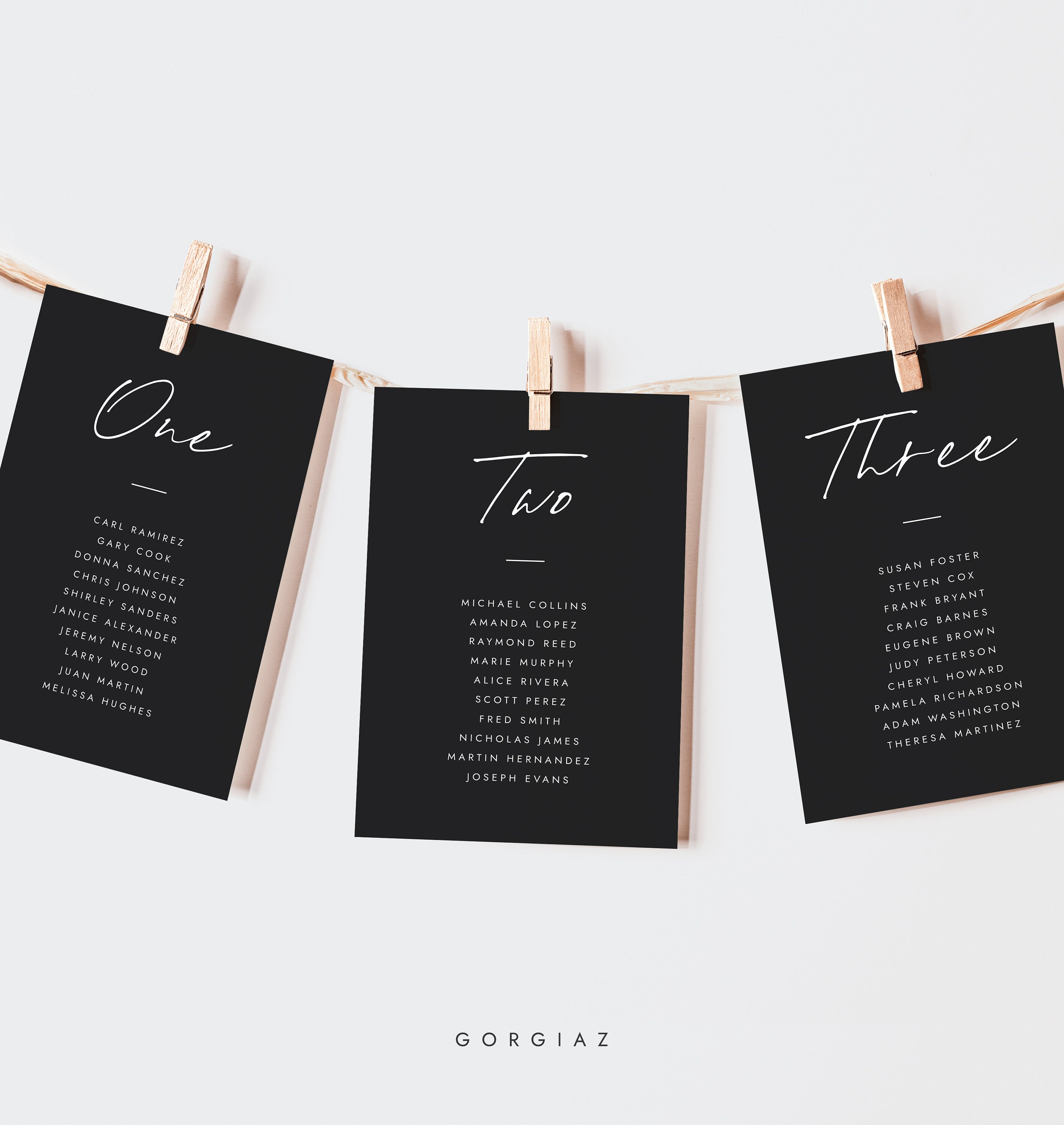 Wedding Seating Chart Cards Templates, Modern Minimalist Wedding