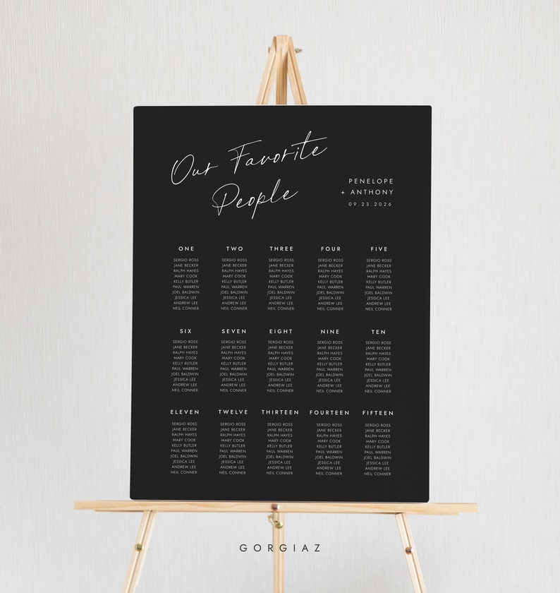 Wedding Seating Chart Templates Modern Minimalist Wedding Etsy