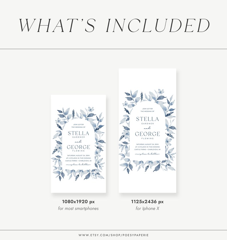 Electronic Wedding Invitation Template Dusty Blue Electronic Etsy