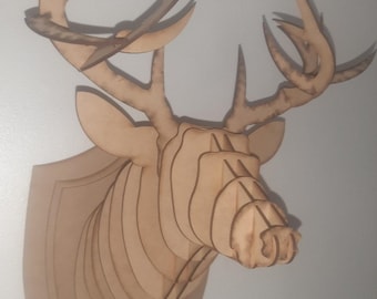 laser cut vector deer head scalable, whith table and asembly page, dxf cdr ai svg pdf archives