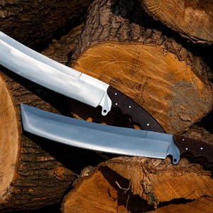 Handmade Carbon Steel Tanto Machete: Micarta Handle, Katana Style