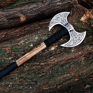 Personalized Viking axe, Custom Engraved Hand Forged Double Head Axe, Functional Hatchet, Double Bit axe gift for boyfriend, Christmas Gift