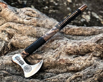 Viking Axe With Box ,Viking Bearded Axe Viking Hatchet Tomahawk Axe, Carbon Steel Axe Christmas Gift for him, Anniversary gift for husband