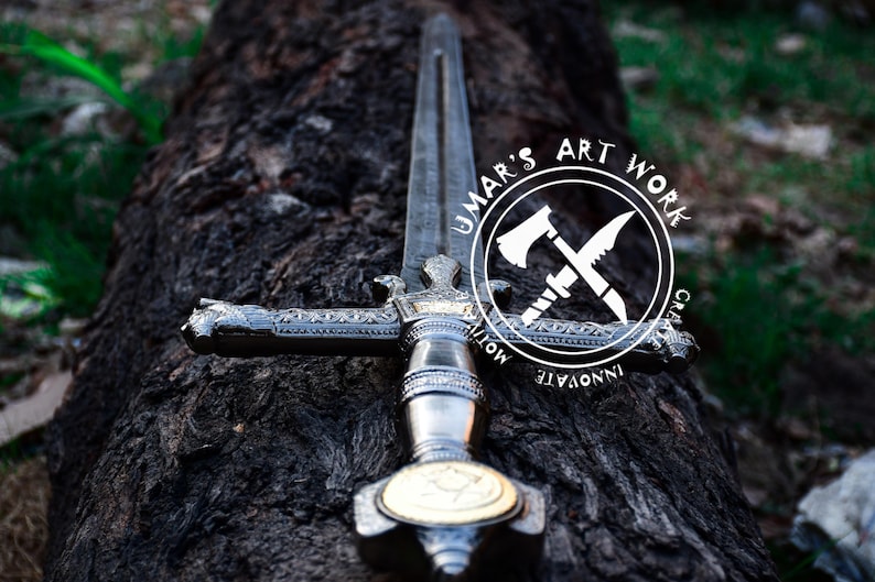 Damascus Steel Medieval Viking Sword, Perfect Gift for Husband on Anniversary or Birthday, Groomsmen Gift, Christmas Gift for Him, Decorative Wall Sword