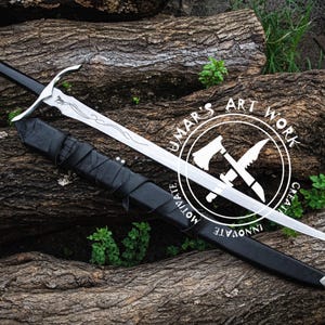 Cosplay Fantasy Sword Viking Inspired Christmas Gift Boyfriend Handmade Carbon Steel blade Horse Design Decorative Wall Decor Anniversary Gift Husband Adult Fantasy Prop Unique Sword Gift