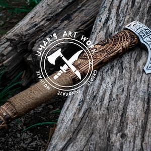 Viking Axe Custom Gift, Hand Forged Carbon Steel with Ash Wood Shaft, Wedding Gift Axe, Ideal Birthday & Anniversary Present for Him