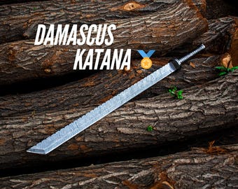 Damascus Steel Longsword, Handmade Medieval Sword, Personalized Gift for Collectors, Groomsmen,Birthday Gift for Boyfriend Father's Day Gift