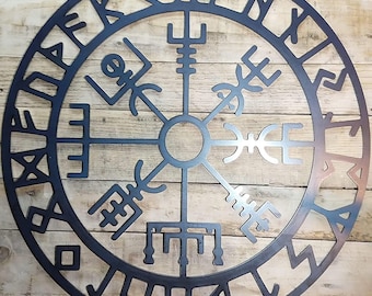 Vegvisir Metal Art, Metall Wandschild, Metall Wandbehang, Büro Wandkunst, Wikinger Wandkunst, Vegvisir Wandschild, Viking Metallwand Kunst